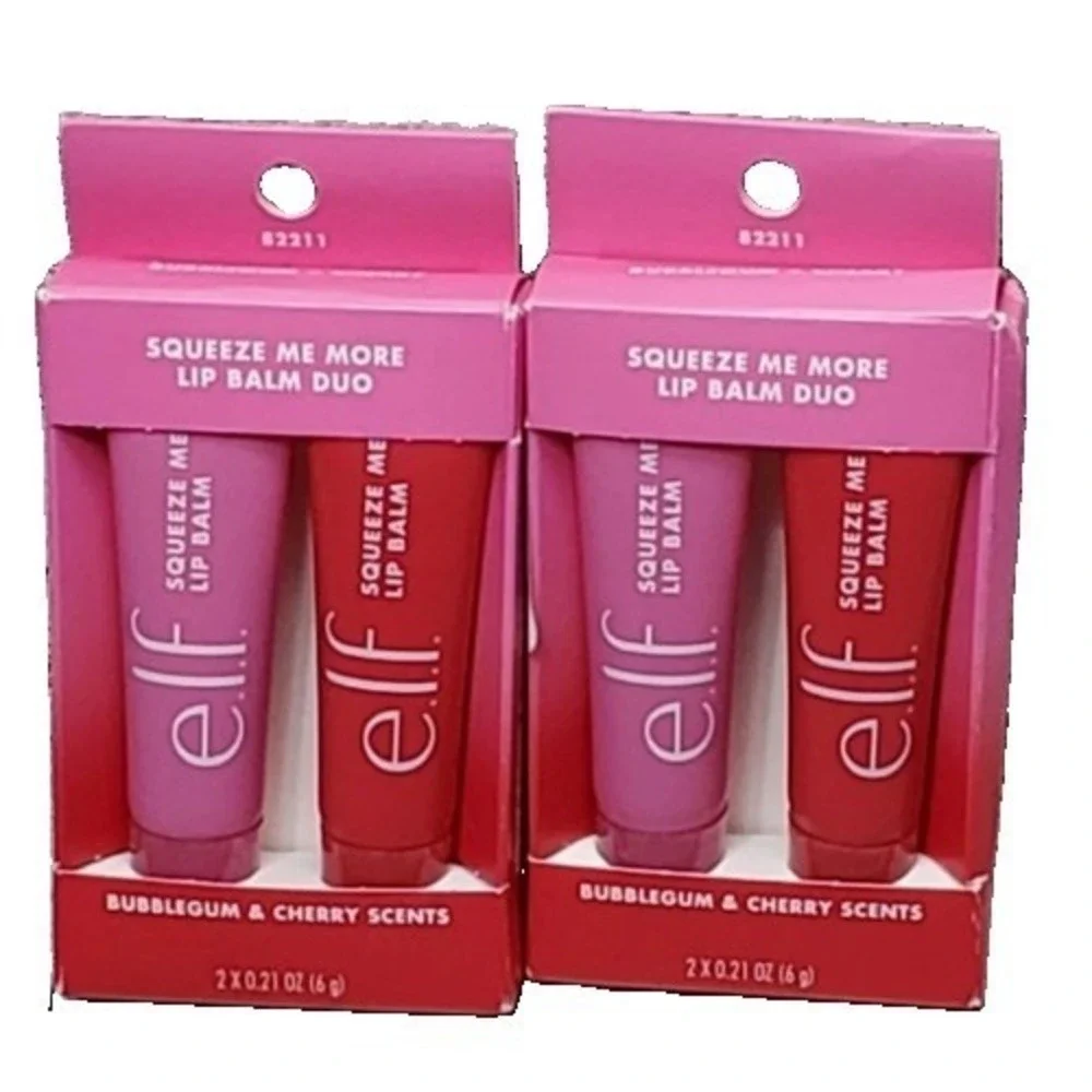 Lot Of 2 e.l.f. Squeeze Me More Lip Balm Duo - Bubblegum & Cherry Scents